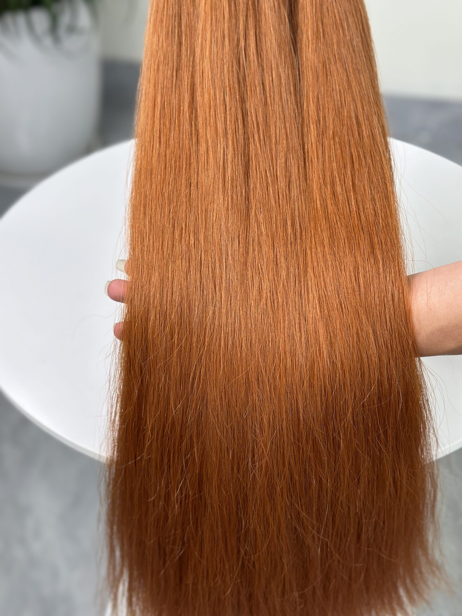 Luxury Bone Straight Human Hair – Vibrant Ginger Orange Color
