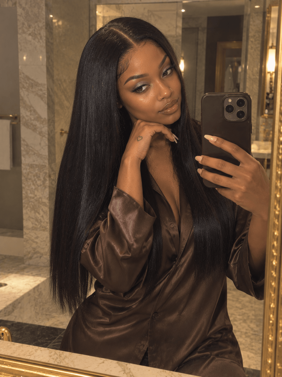 2x6 HD Lace Closure Wig Bone Straight Natural Black Human Hair