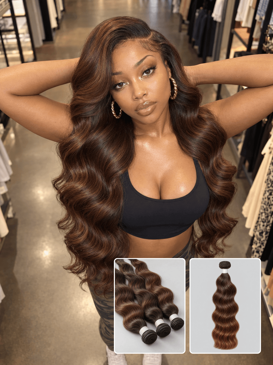 Body Wave Brown 1 Bundle Raw Human Hair Weave