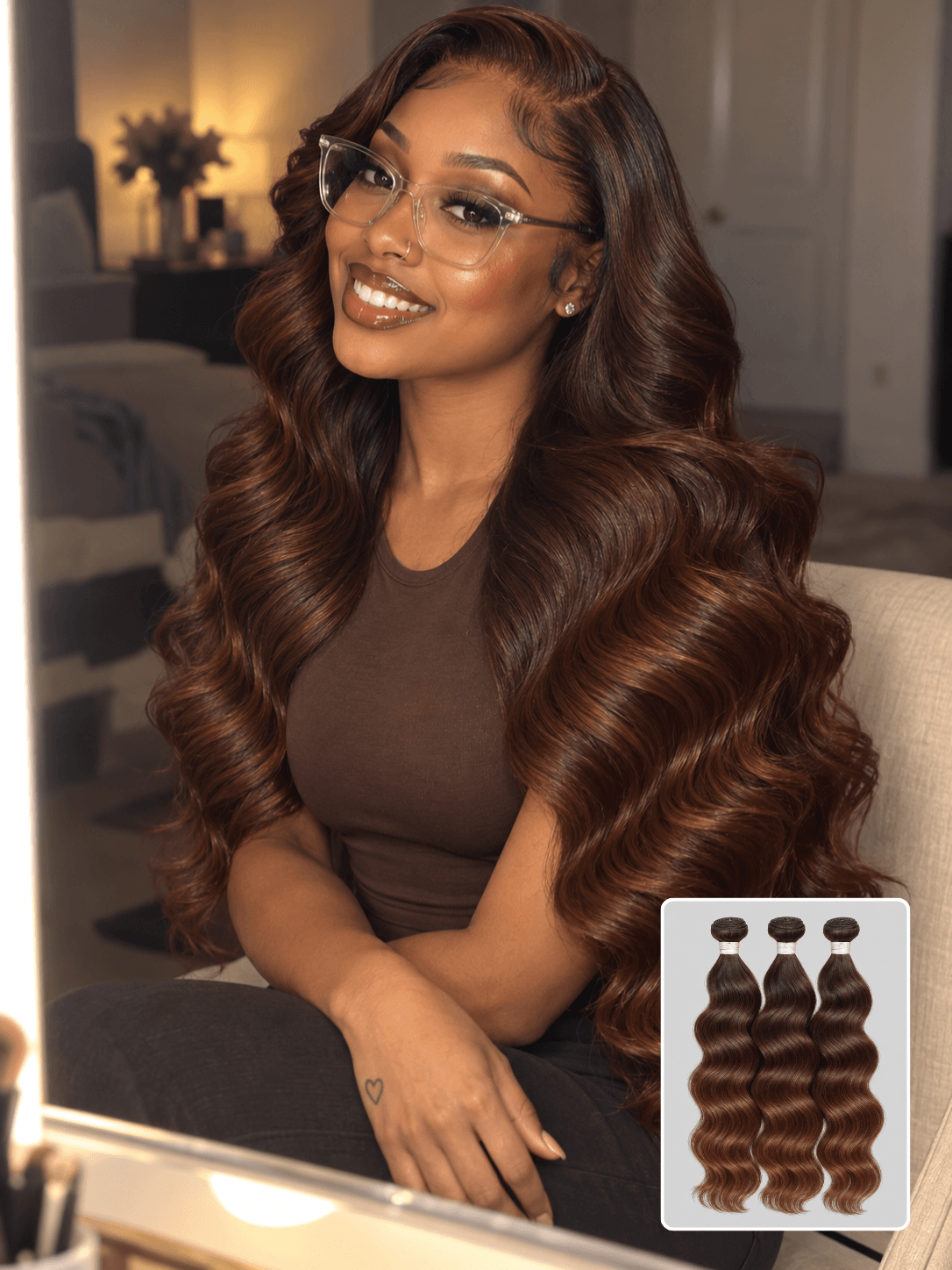 Body Wave Brown 3 Bundles Deals Raw Human Hair Weave