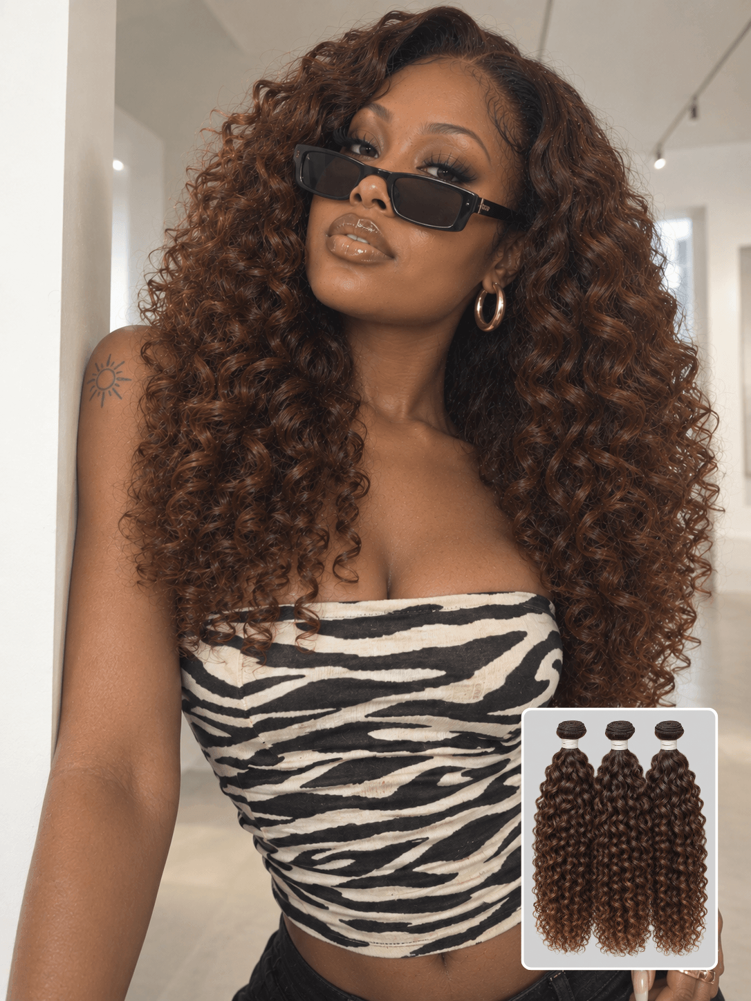 Burmese Curly Brown 3 Bundles Deals Raw Human Hair Weave