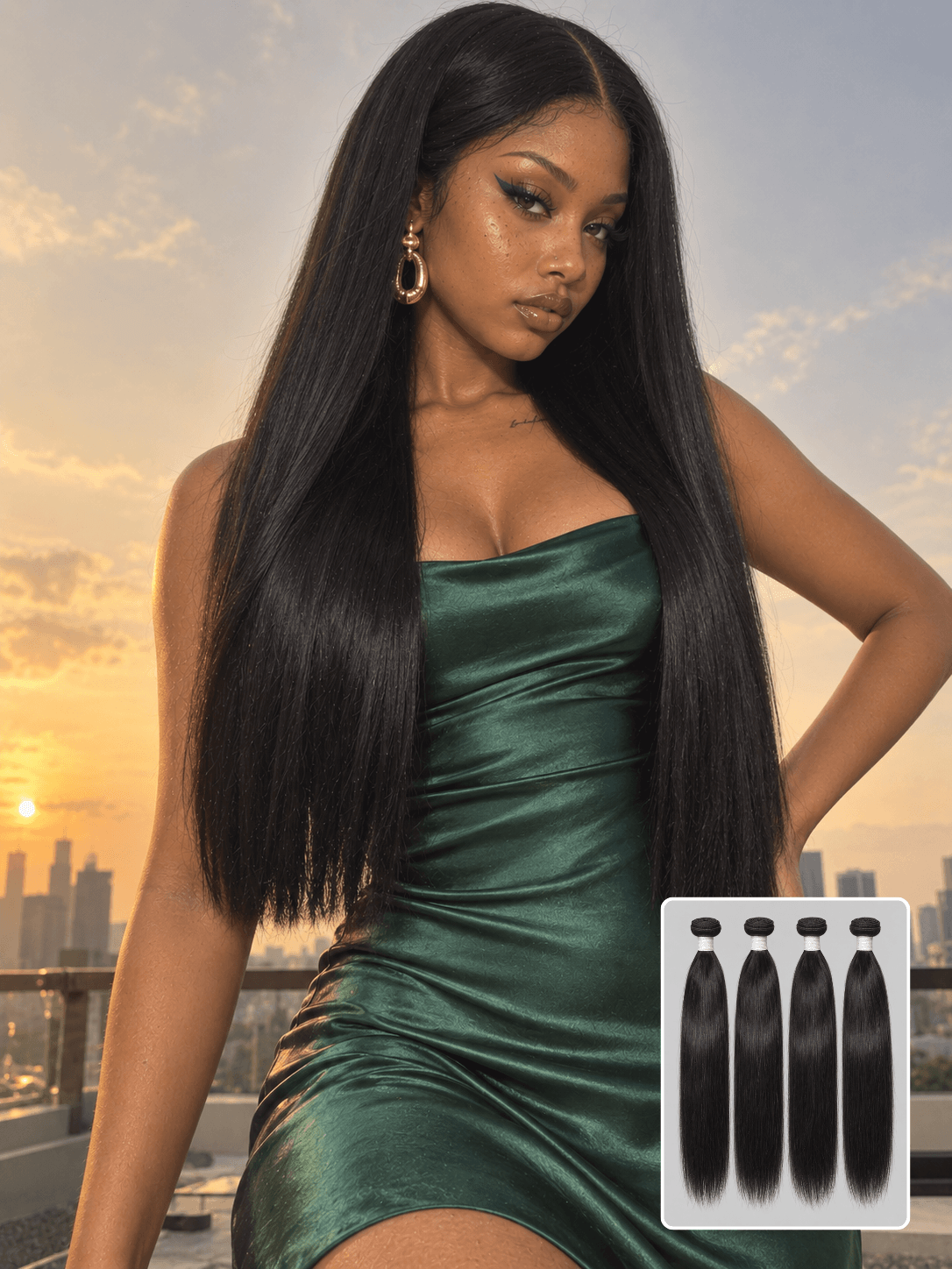Bone Straight Natural Black 4 Bundles Deals Raw Human Hair Weave