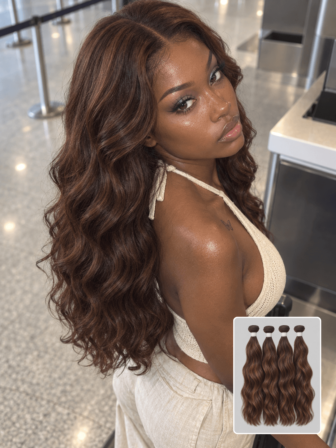 Natural Wave Brown 4 Bundles Deals Raw Human Hair Weave