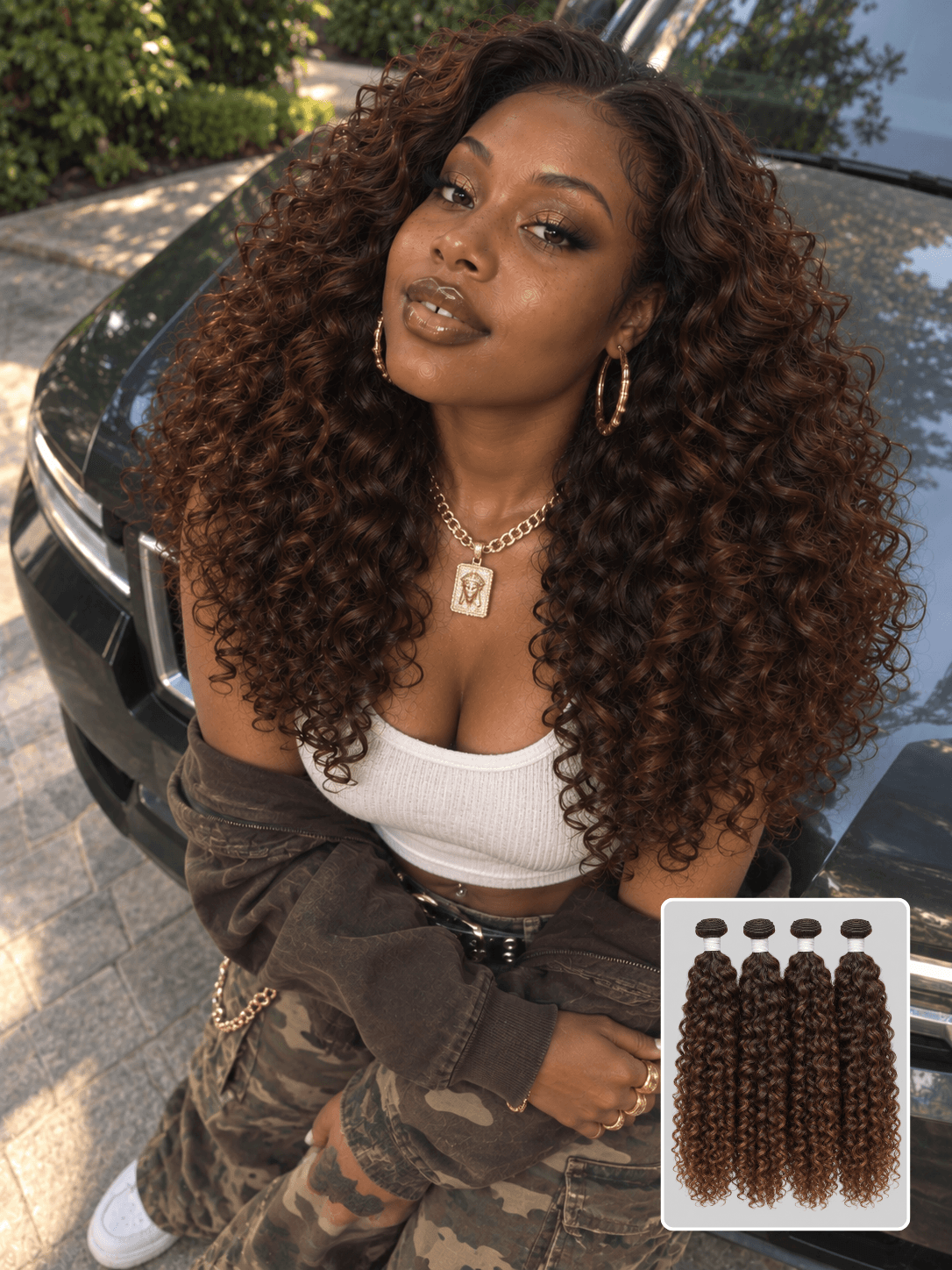 Burmese Curly Brown 4 Bundles Deals Raw Human Hair Weave