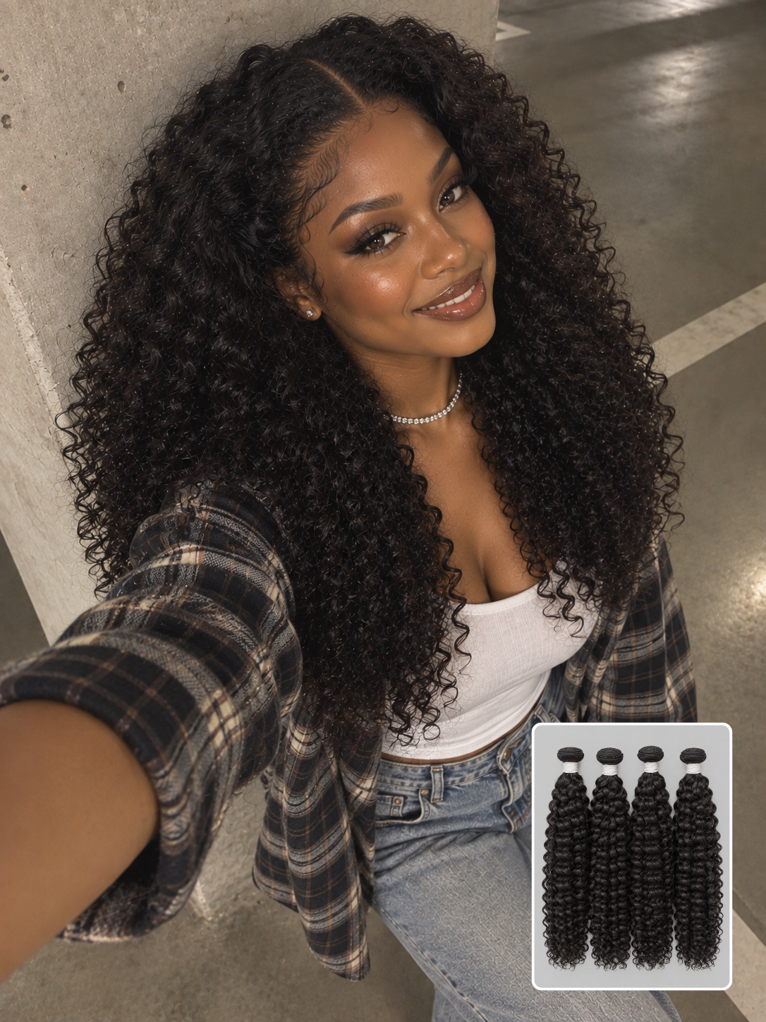 Deep Curly Natural Black 4 Bundles Deals Raw Human Hair Weave