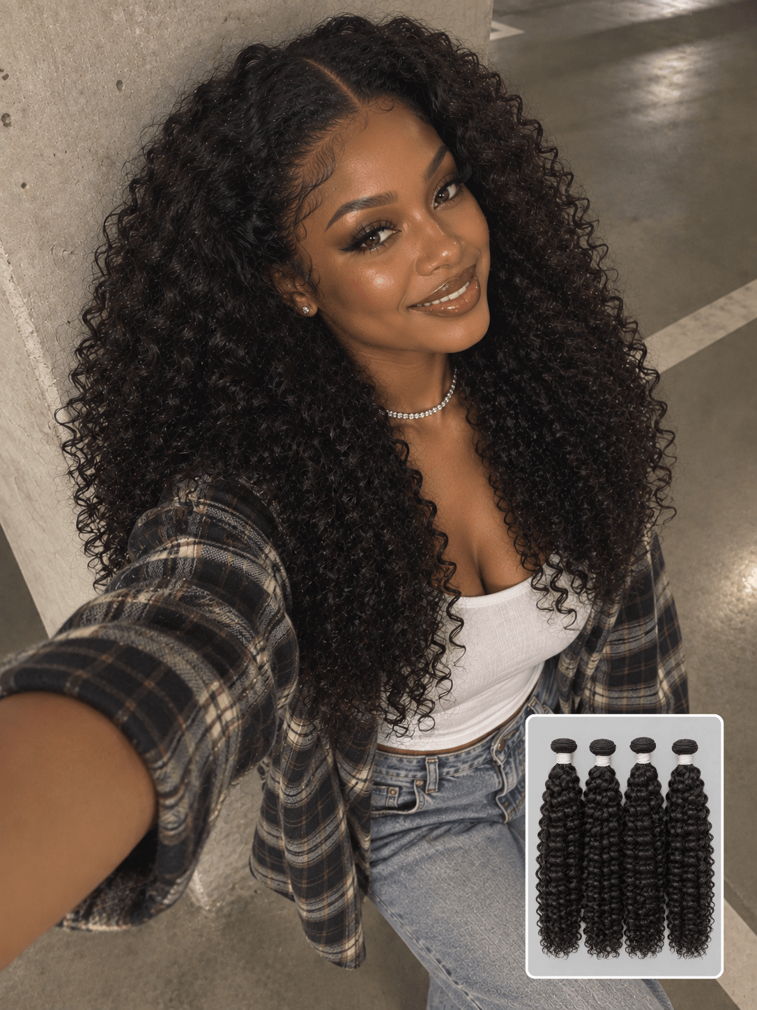 Deep Curly Natural Black 4 Bundles Deals Raw Human Hair Weave